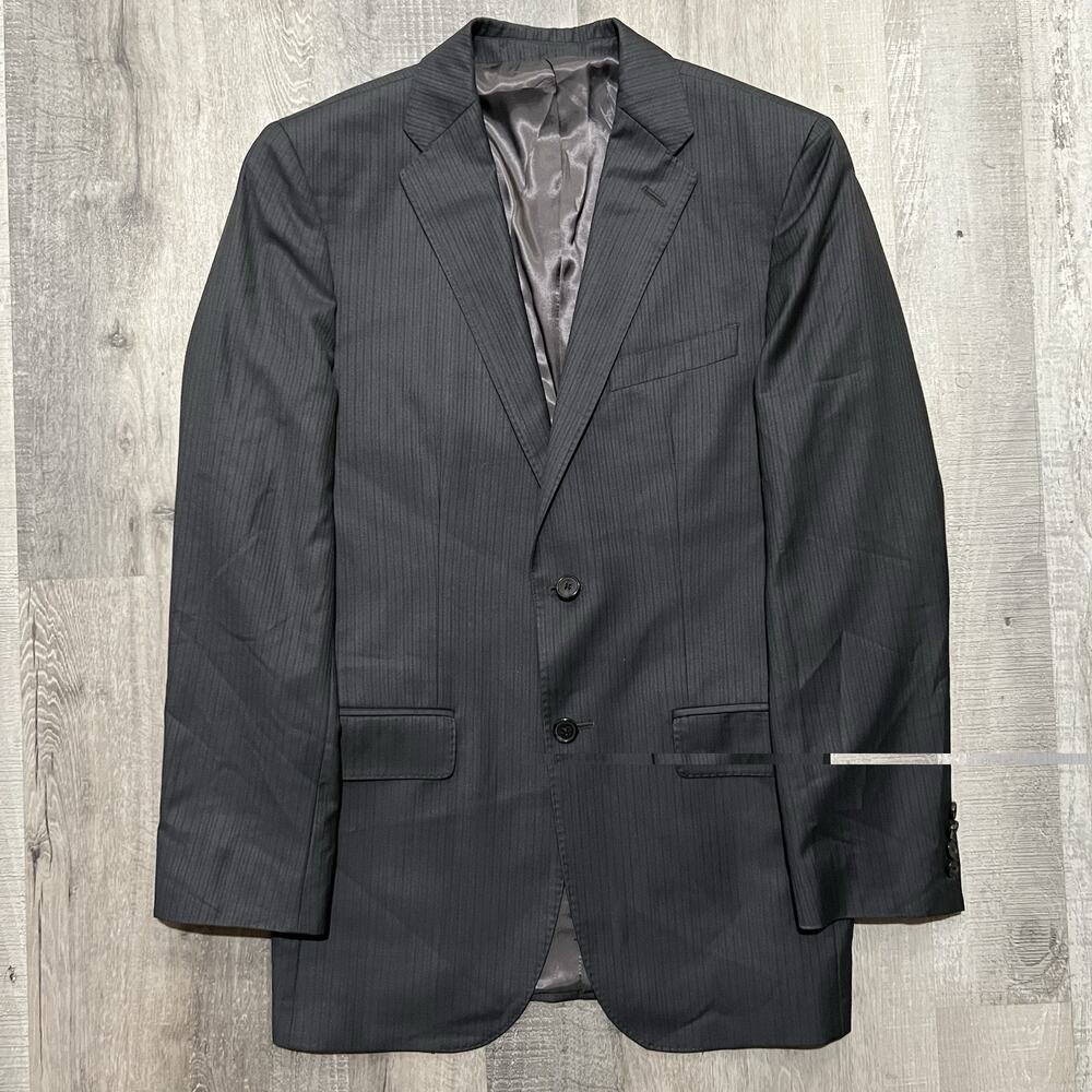 Saks Fifth Avenue Ermenegildo Zegna Pinstripe Dark Gray Wool Blazer Jacket 38R
